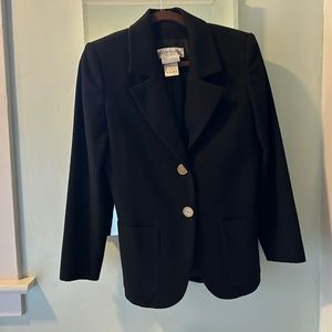 French-made Vintage YSL Encore Black Wool and Cashmere Blazer, Fr size 38, US 6